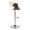 Curvo table in Chrome Metal, Walnut Wood, Cream PU, side view, featuring swivel and adjustable height