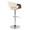 Curvo table in Chrome Metal, Walnut Wood, Cream PU, back and side view, featuring swivel and adjustable height