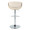 Symphony Mid-Century Modern Adjustable Barstool with Swivel in Chrome Metal, Walnut Wood and Cream Faux Leather with Rounded T Footrest- Set of 2 — back view