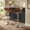 Curvo table in Chrome Metal, Walnut Wood, Espresso PU, featuring swivel