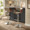 Curvo table in Chrome Metal, Walnut Wood, Grey PU, featuring swivel and adjustable height