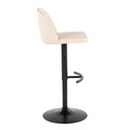 Tintori bar stool in Black Metal, Cream PU, side view, featuring swivel and upholstered seat