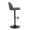 Toriano Contemporary Adjustable Bar Stool with Swivel in Black Metal and Grey Faux Leather with Rounded T Footrest- Set of 2 — side view