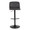 Toriano Contemporary Adjustable Bar Stool with Swivel in Black Metal and Grey Faux Leather with Rounded T Footrest- Set of 2 — front view
