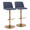 Toriano Contemporary Adjustable Barstool with Swivel in Blue Fabric and Gold Metal with Rounded T Footrest- Set of 2 — pair view