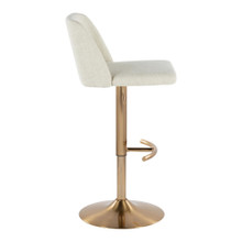 Tintori table in Cream Fabric, Gold Metal, side view, featuring swivel and adjustable height