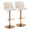 Toriano Contemporary Adjustable Barstool with Swivel in Cream Noise Fabric and Gold Metal with Rounded T Footrest- Set of 2 — pair view