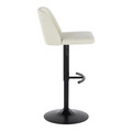 Tintori table in Cream Fabric, Black Metal, side view, featuring swivel and adjustable height