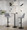 Tintori table in Grey Fabric, Black Metal, lifestyle room setting, featuring swivel and adjustable height
