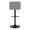 Tintori table in Grey Fabric, Black Metal, back view, featuring swivel and adjustable height