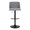 Tintori table in Grey Fabric, Black Metal, front view, featuring swivel and adjustable height