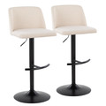 Toriano Contemporary Adjustable Barstool with Swivel in Cream Noise Fabric and Black Metal with Rounded T Footrest- Set of 2 — pair view