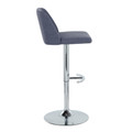 Tintori table in Blue Fabric, Chrome Metal, side view, featuring swivel and adjustable height