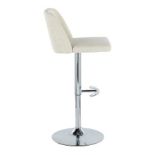 Tintori table in Cream Fabric, Chrome Metal, side view, featuring swivel and adjustable height