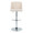 Tintori table in Cream Noise Fabric, Chrome Metal, front view, featuring swivel and adjustable height