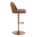 Tintori table in Camel PU, Gold Metal, side view, featuring swivel and adjustable height