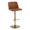Toriano Contemporary Adjustable Barstool with Swivel in Camel Faux Leather and Gold Metal with Rounded T Footrest- Set of 2 — product view