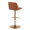 Toriano Contemporary Adjustable Barstool with Swivel in Camel Faux Leather and Gold Metal with Rounded T Footrest- Set of 2 — rear three-quarter view