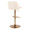 Toriano Contemporary Adjustable Barstool with Swivel in Cream Faux Leather and Gold Metal with Rounded T Footrest- Set of 2 — rear three-quarter view