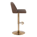 Tintori table in Gold Metal, Espresso PU, side view, featuring swivel and adjustable height
