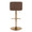 Toriano Contemporary Adjustable Barstool with Swivel in Gold Metal and Espresso Faux Leather with Rounded T Footrest- Set of 2 — back view