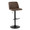 Toriano Contemporary Adjustable Barstool with Swivel in Black Metal and Espresso Faux Leather with Rounded T Footrest- Set of 2 — product view