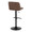 Toriano Contemporary Adjustable Barstool with Swivel in Black Metal and Espresso Faux Leather with Rounded T Footrest- Set of 2 — rear three-quarter view