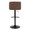 Toriano Contemporary Adjustable Barstool with Swivel in Black Metal and Espresso Faux Leather with Rounded T Footrest- Set of 2 — back view