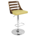 Trevi Mid-Century Modern Adjustable Barstool with Swivel in Walnut and Green — product view
