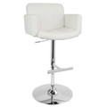 Stout Contemporary Adjustable Barstool with Swivel and White Faux Leather — product view
