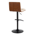 Vasari table in Black Metal, Walnut Wood, Cream Pu, back and side view, featuring swivel and adjustable height