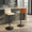 Vasari table in Black Metal, Walnut Wood, Cream Pu, featuring swivel and adjustable height