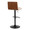 Vasari Contemporary Adjustable Barstool with Swivel in Black Metal, Walnut Wood and Cream Faux Leather with Rounded T Footrest- Set of 2 — rear three-quarter view
