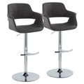 Vintage Flair Mid-Century Modern Adjustable Barstool with Swivel in Chrome Metal and Charcoal Fabric with Rounded "t" Footrest- Set of 2 — pair view