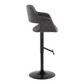 Vintage Flair table in Black Metal, Charcoal Fabric, side view, featuring swivel and adjustable height