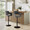 Vintage Flair table in Black Metal, Charcoal Fabric, featuring swivel and adjustable height