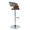 Vintage Mod Mid-Century Modern Adjustable Barstool with Swivel in Chrome Metal, Walnut Wood and Light Grey Fabric with Rounded "t" Footrest- Set of 2 — side view