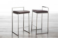 Fuji counter stool in Brushed Stainless Steel, Brown PU