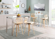Adjustable Bar Table table in Chrome, White Wood, featuring adjustable height