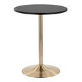 Pebble table in Gold Metal, Black Mdf, close-up detail, featuring wood design