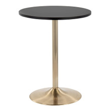 Pebble table in Gold Metal, Black Mdf, close-up detail, featuring wood design