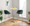 Pebble table in Gold Metal, White Mdf, featuring wood design