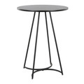 Cece table in Black Metal, Black Mdf, back and side view, featuring wood design