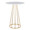 Canary table in Gold Metal, White Mdf, side view, featuring wood design