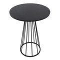 Canary table in Black Metal, Black Mdf, top view, featuring wood design