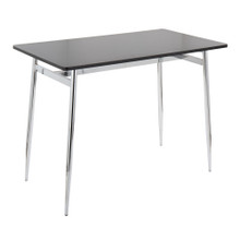 Marcel Contemporary Counter Table in Chrome Metal and Black Wood — product view