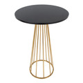 Canary table in Gold Metal, Black Mdf, top view, featuring wood design