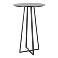 Cosmo table in Black Metal, Black Mdf, back and side view, featuring wood design