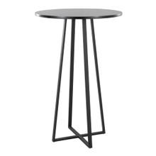 Cosmo table in Black Metal, Black Mdf, back and side view, featuring wood design