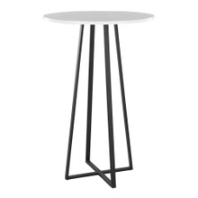 Cosmo table in Black Metal, White Mdf, back and side view, featuring wood design